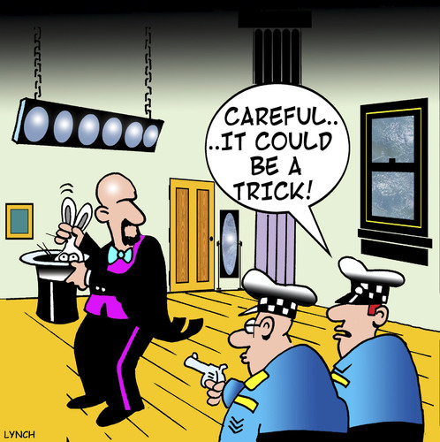 Cartoon: Careful (medium) by toons tagged magician,magic,rabbits,cops,tricks