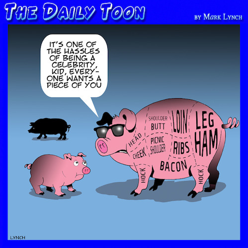 Cartoon: Celebrity (medium) by toons tagged pigs,butchers,cut,celebrities,hassles,ham,spare,ribs,pigs,butchers,cut,celebrities,hassles,ham,spare,ribs