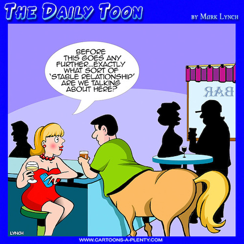 Cartoon: Centaur dating (medium) by toons tagged centaurs,part,horse,stable,relationships