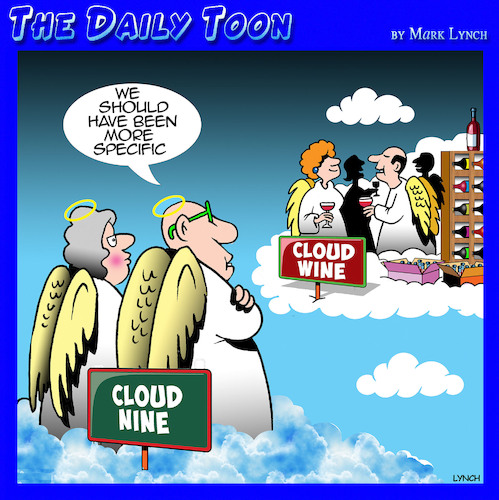 Cartoon: Cloud nine (medium) by toons tagged wine,lovers,cloud,nine,wine,lovers,cloud,nine