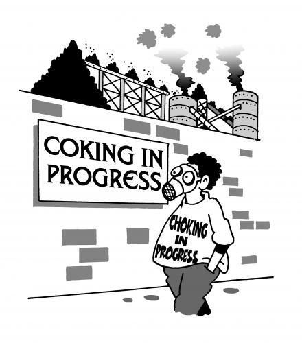 Cartoon: coking in progress (medium) by toons tagged coal,coking,environment,ecology,greenhouse,gases,pollution,earth,day