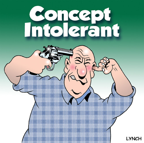 Cartoon: concept intolerant (medium) by toons tagged suicide,guns,foolish,concept,pistols,firearms,deaf
