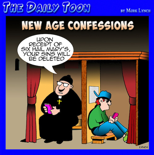 Cartoon: Confessions (medium) by toons tagged sinners,penance,confession,hail,mary,sinners,penance,confession,hail,mary