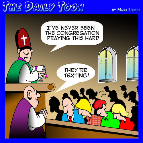 Cartoon: Congregation (medium) by toons tagged church,texting,praying,church,texting,praying
