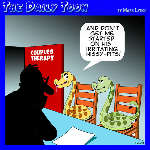 Cartoon: Couples therapy (medium) by toons tagged hissy,fit,snakes,marriage,councilor,hissy,fit,snakes,marriage,councilor