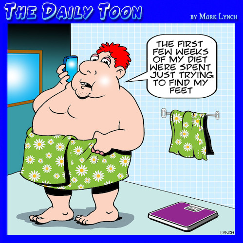 Cartoon: Diets (medium) by toons tagged finding,my,feet,obesity,finding,my,feet,obesity