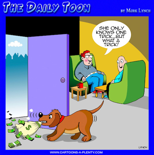 Cartoon: dog tricks (medium) by toons tagged one,trick,pony,dogs,emotional,support,animal,money,one,trick,pony,dogs,emotional,support,animal,money