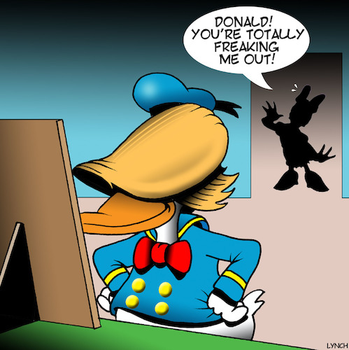 Cartoon: Donald and Daisy (medium) by toons tagged donald,trump,duck,toupee,wigg,comb,over,walt,disney,cartoons,donald,trump,duck,toupee,wigg,comb,over,walt,disney,cartoons
