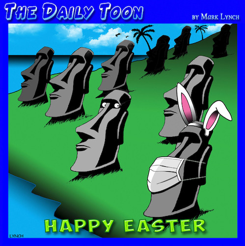 Cartoon: Easter island (medium) by toons tagged covid,19,easter,island,statues,facemask,rabbit,ears,covid,19,easter,island,statues,facemask,rabbit,ears