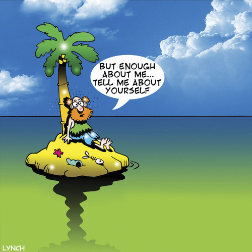 Cartoon: enough about me (medium) by toons tagged desert,island,lonely