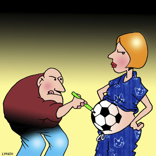 Cartoon: Football mad dad (medium) by toons tagged football,sport,pregnant,embryo,tattoo