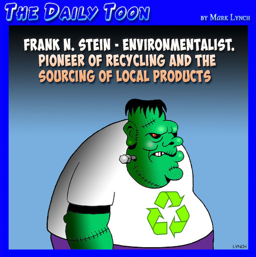 Cartoon: FRANKENSTEIN (medium) by toons tagged environmentalists,recycling,locally,sourced,environmentalists,recycling,locally,sourced