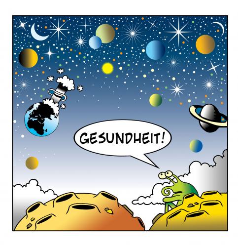 Cartoon: gesundheit (medium) by toons tagged gesundheit,sneezing,atomic,waepons,nuclear,power,weapons,armageddon,bomb