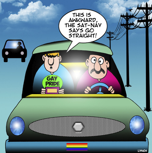 Cartoon: Going straight (medium) by toons tagged gay,sat,nav,system,directions,driving,maps,gay,sat,nav,system,directions,driving,maps