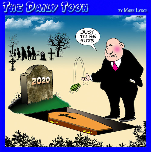 Cartoon: Goodbye 2020 (medium) by toons tagged farewell,2020,covid,year,hand,grenade,funerals,farewell,2020,covid,year,hand,grenade,funerals