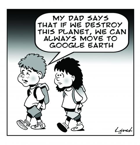 Cartoon: google earth (medium) by toons tagged environment,ecology,greenhouse,gases,pollution,earth,day