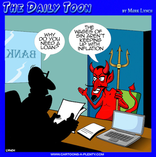Cartoon: Inflation (medium) by toons tagged satan,devil,wages,of,sin,bank,loans,banks,satan,devil,wages,of,sin,bank,loans,banks