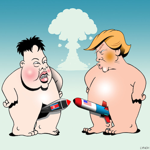 Cartoon: Its all about size (medium) by toons tagged north,korea,donald,trump,kim,jung,un,nuclear,weapons,usa,armageddon,north,korea,donald,trump,kim,jung,un,nuclear,weapons,usa,armageddon