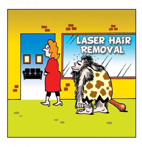 Cartoon: laser hair removal (medium) by toons tagged laser,hair,removal,cosmetic,surgery,brazillian,prehistoric,man,hairdresser