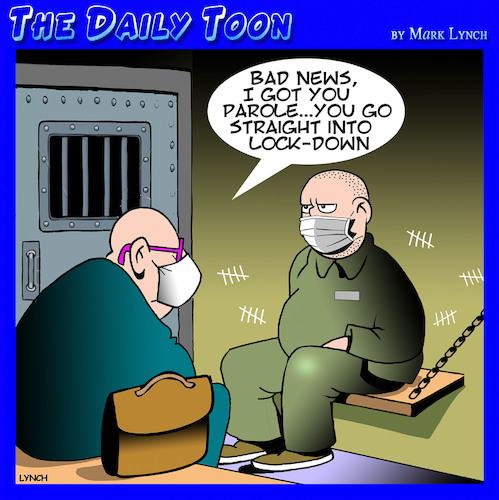 Cartoon: Lockdowns (medium) by toons tagged prisoners,parole,lockdown,covid,prisoners,parole,lockdown,covid