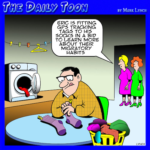Cartoon: Lost sock (medium) by toons tagged tag,and,release,single,socks,washing,machine,laundry,gps,system,tag,and,release,single,socks,washing,machine,laundry,gps,system