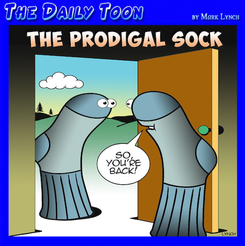 Cartoon: Lost socks (medium) by toons tagged prodigal,son,socks,bible,stories,prodigal,son,socks,bible,stories