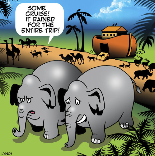 Cartoon: Lousy cruise (medium) by toons tagged noahs,ark,elephants,animals,cruising,ship,cruises,rain,bad,weather,noahs,ark,elephants,animals,cruising,ship,cruises,rain,bad,weather