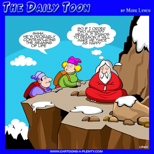 Cartoon: McHappy meals (medium) by toons tagged mountain,guru,meaning,of,life,mountain,guru,meaning,of,life