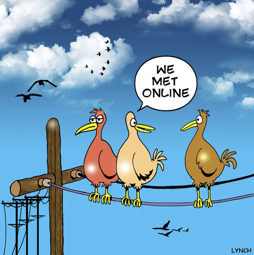 Cartoon: met online (medium) by toons tagged online,birds,poles,telegraph,dating