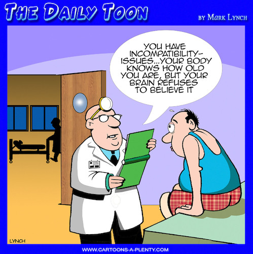 Cartoon: Mid life crisis (medium) by toons tagged diagnosis,mid,life,crisis,diagnosis,mid,life,crisis