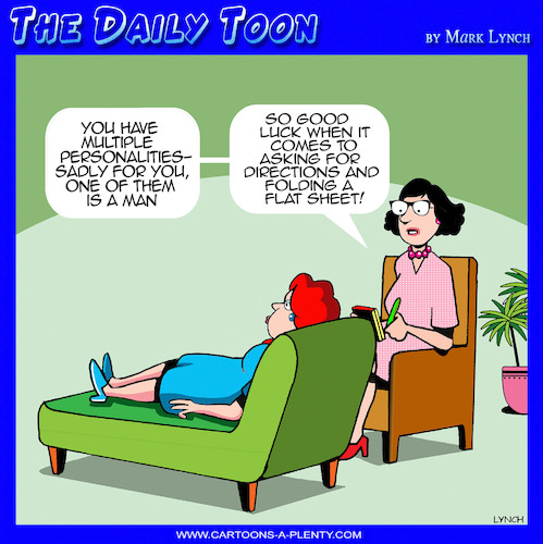 Cartoon: Multiple personalities (medium) by toons tagged schizophrenic,schizophrenia,men,folding,fitted,sheet,schizophrenic,schizophrenia,men,folding,fitted,sheet