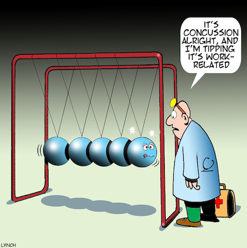 Cartoon: Newtons cradle (medium) by toons tagged concussion,newtons,cradle,work,related,injury,compensation,head,concussion,newtons,cradle,work,related,injury,compensation,head