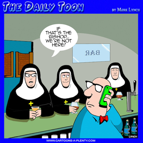 Cartoon: Nuns (medium) by toons tagged nuns,in,bar,bishop,escapade,bars,nuns,in,bar,bishop,escapade,bars