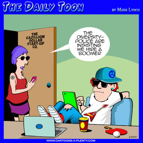 Cartoon: OK Boomer (medium) by toons tagged diversity,hires,baby,boomers,diversity,hires,baby,boomers