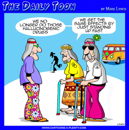 Cartoon: Old hippies (medium) by toons tagged ageing,lsd,sixties,drugs,ageing,lsd,sixties,drugs