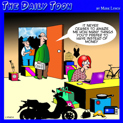 Cartoon: Online shopper (medium) by toons tagged online,shopping,money,amazon,online,shopping,money,amazon