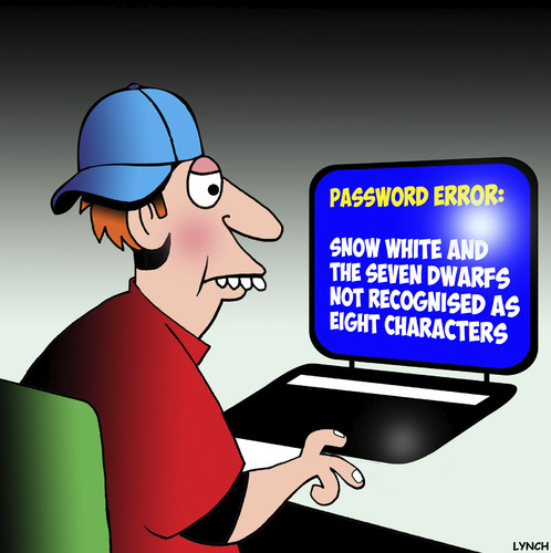 Cartoon: Password (medium) by toons tagged passwords,username,internet,security,snow,white,access,denied,computer,password,online,scams,passwords,username,internet,security,snow,white,access,denied,computer,password,online,scams