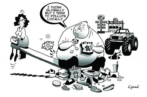 Cartoon: pollute locally (medium) by toons tagged environment,pollution,greenhouse,ecology