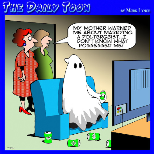 Cartoon: Poltergeist (medium) by toons tagged ghosts,men,spirits,mother,in,laws,possessed,ghosts,men,spirits,mother,in,laws,possessed
