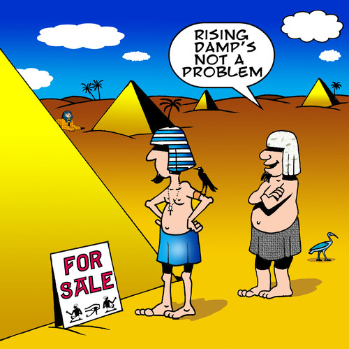 Cartoon: Rising damp (medium) by toons tagged pyramids,egypt,pharohs,desert,rising,damp,cemetary,egyptians,plumbing,house,sales,building,real,estate