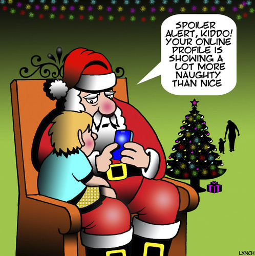 Cartoon: Santa Clause (medium) by toons tagged santa,spoiler,alert,online,profile,facebook,christmas,xmas,naughty,or,nice,santa,spoiler,alert,online,profile,facebook,christmas,xmas,naughty,or,nice