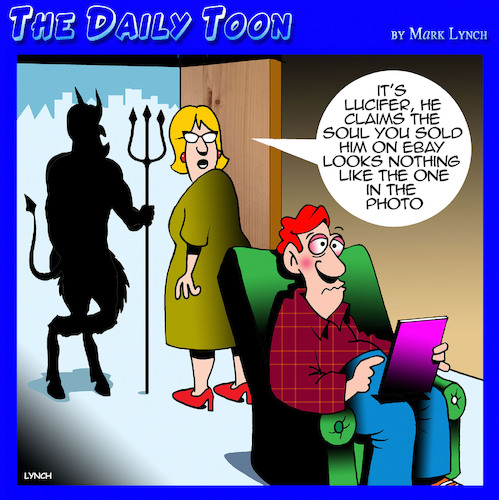 Cartoon: Sell your soul to the devil (medium) by toons tagged devil,lucifer,ebay,online,sales,devil,lucifer,ebay,online,sales