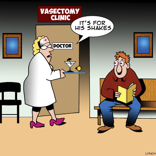 Cartoon: Shakes (medium) by toons tagged vasectomy,martini,the,shakes,doctors,surgery,alcoholism,vasectomy,martini,the,shakes,doctors,surgery,alcoholism
