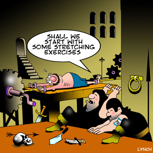 Cartoon: stretching exercises (medium) by toons tagged torture,exercise,stretching,medievil,dungeon