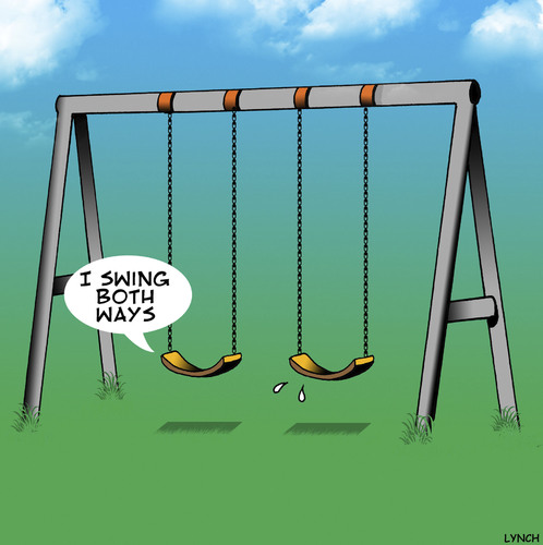 Cartoon: Swings both ways (medium) by toons tagged swingers,bisexual,gay,playground,equipment,swing,swingers,bisexual,gay,playground,equipment,swing