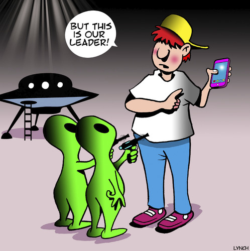 Cartoon: Take me to your leader (medium) by toons tagged aliens,smart,phones,take,me,to,your,leader,aliens,smart,phones,take,me,to,your,leader