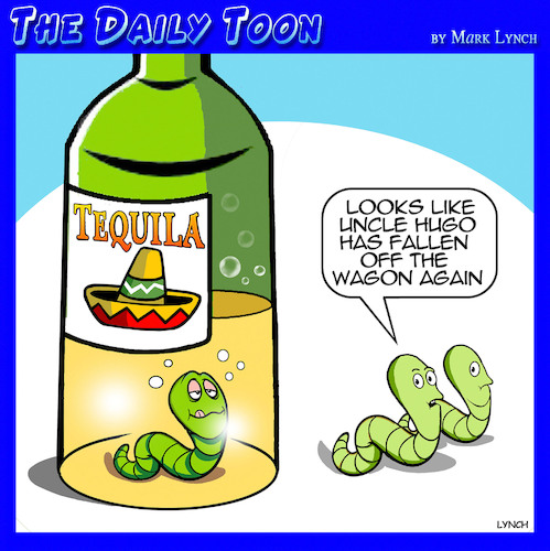 Cartoon: Tequila worm (medium) by toons tagged tequila,aa,falling,off,the,wagon,worms,mexico,tequila,aa,falling,off,the,wagon,worms,mexico