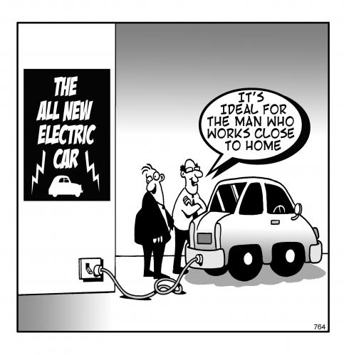 Cartoon: the electric car (medium) by toons tagged hybrid,automobiles,electric,car,environment