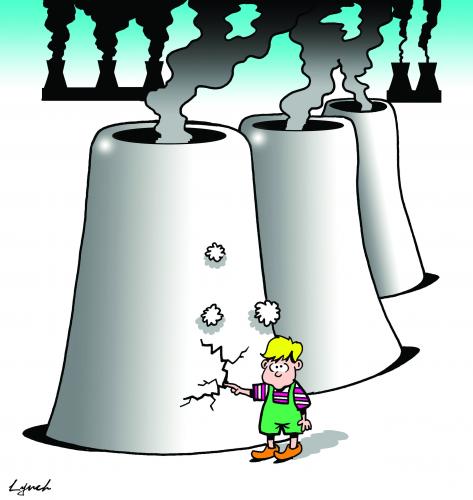 Cartoon: the nuclear dyke (medium) by toons tagged environment,ecology,greenhouse,gases,pollution,earth,day