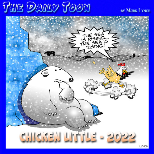Cartoon: The sky is falling (medium) by toons tagged chicken,little,rising,sea,levels,polar,bears,chicken,little,rising,sea,levels,polar,bears